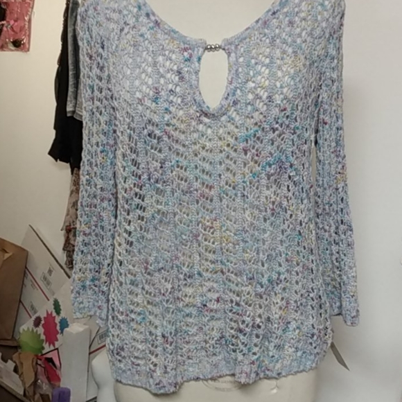 St John Sport Multi Color Delicate Knit Keyhole Sweater - Picture 6 of 10